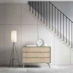 Comoda Forest Em Verde E Carvalho E Detalhes Em Dourado Com Tres Gavetas 4