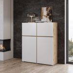 Movel De Apoio Cross Em Branco E Carvalho Wotan Com Quatro Portas 1