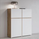 Movel De Apoio Cross Em Branco E Carvalho Wotan Com Quatro Portas 6