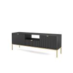 Movel De Tv Nova Em Preto Com Detalhes Em Dourado Com Uma Gaveta E Duas Portas 3
