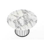 Mesa De Jantar Brodway Com Pe Em Metal Preto E Tampo A Cor De Marmore Branco 7