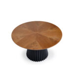 Mesa De Jantar Hevelius Redonda Com Tampo Em Nogueira E Pe Em Preto 1